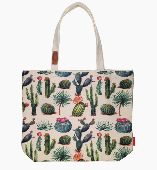 Heavy Canvas Tote with Cacti Design