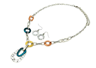 Modern Mixed Metal Necklace & Earrings