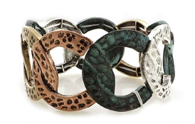 Multiple Metal Circle Shape Hammered Bracelet