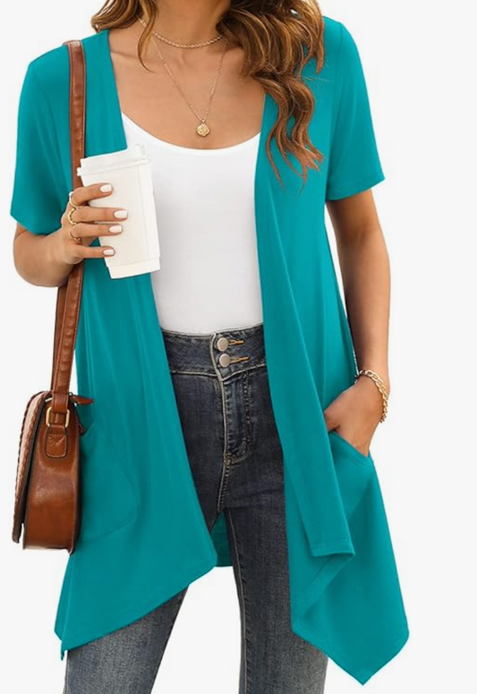 Short Sleeve Turquoise Shrug