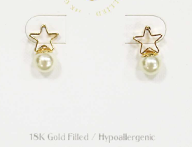 Pearl and Star 18 K Gold Filled Earrings