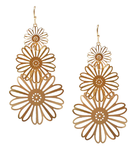 Matt Gold Daisy Drop Earrings