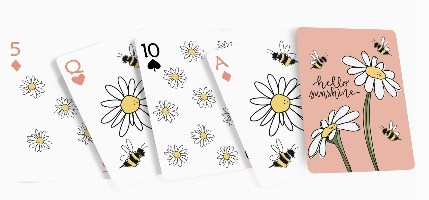 Hello Sunshine Daisies and Bees Playing Cards