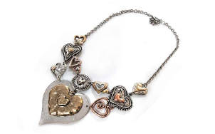 Multi Colored -Multi Size Heart Necklace & Earrings