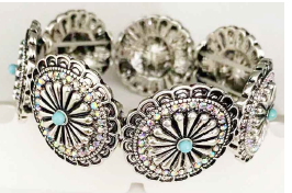 Faux Silver Concho Bracelet with Bling