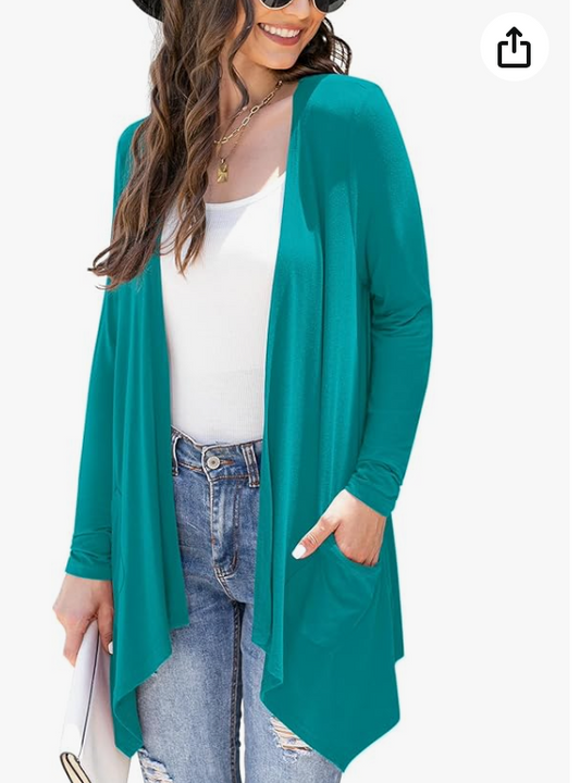 Long Sleeve Turquoise Shrug