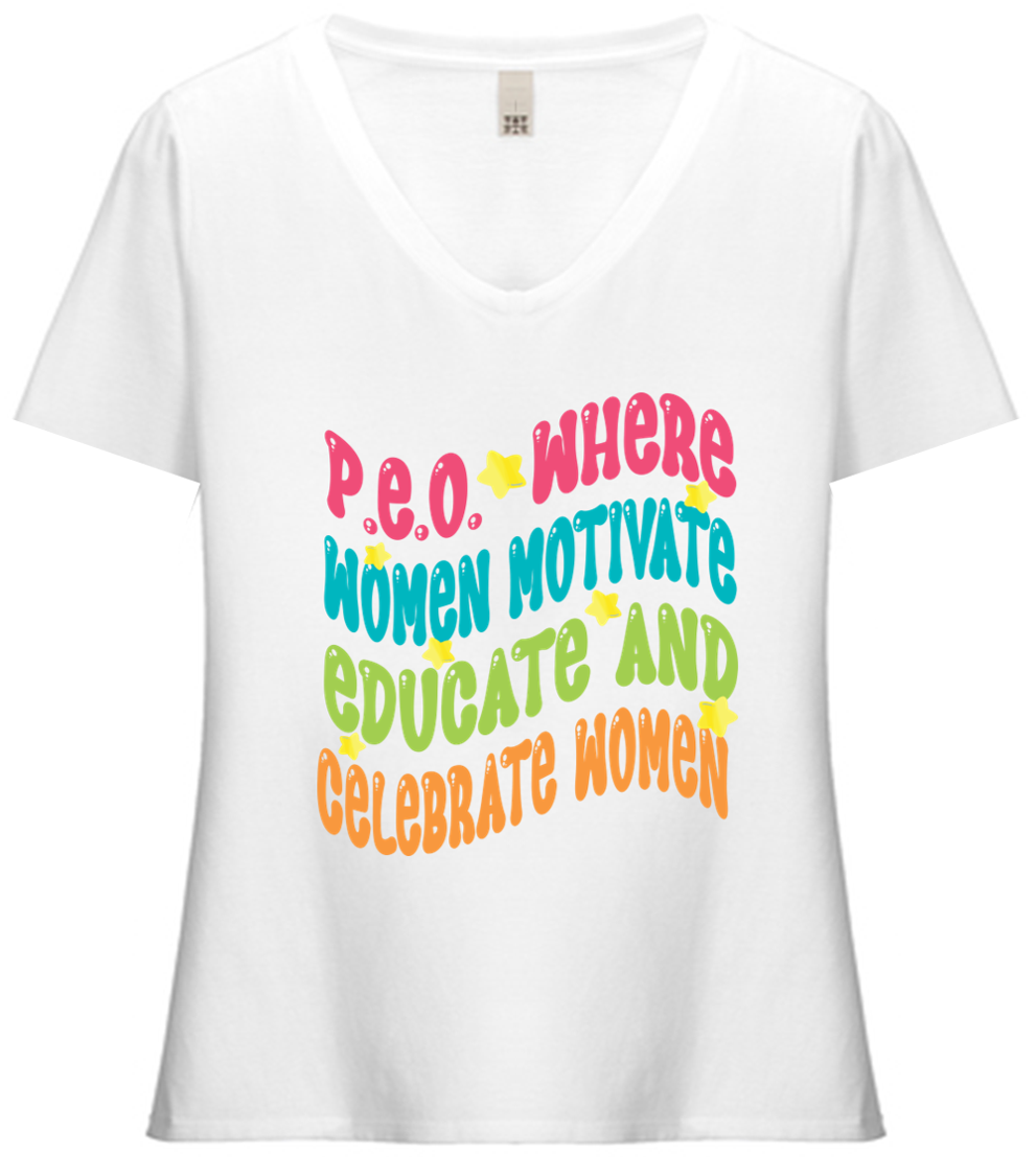 Where Women Motivate Educate Celebrate  V-Neck Ladies Relaxed Fit